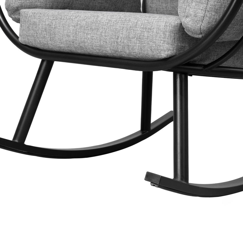 Deko Living Outdoor Rocking Patio Egg Chair with Gray Upholstery (COP20210BLK)