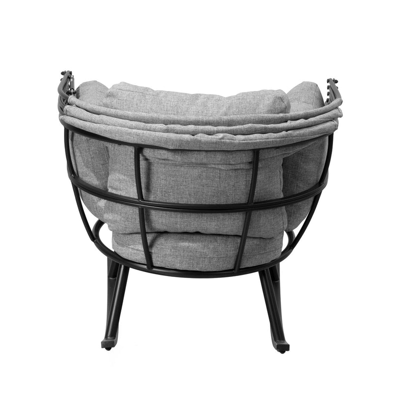 Deko Living Outdoor Rocking Patio Egg Chair with Gray Upholstery (COP20210BLK)