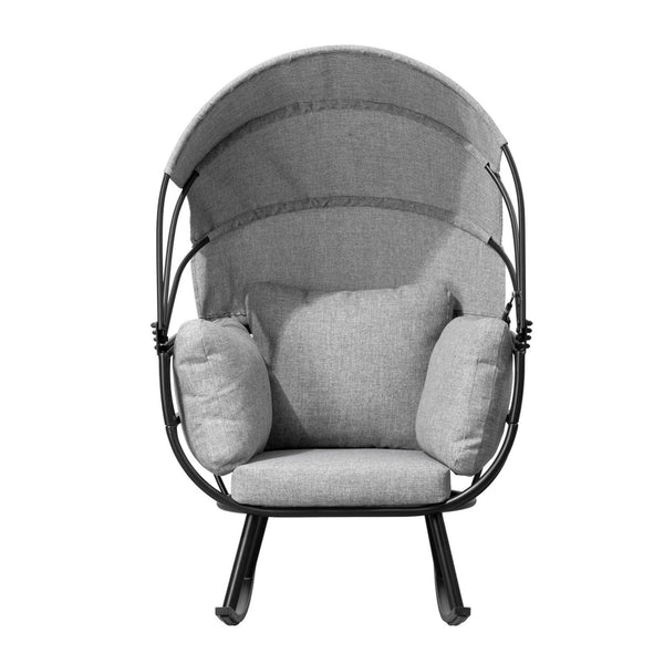 Deko Living Outdoor Rocking Patio Egg Chair with Gray Upholstery (COP20210BLK)