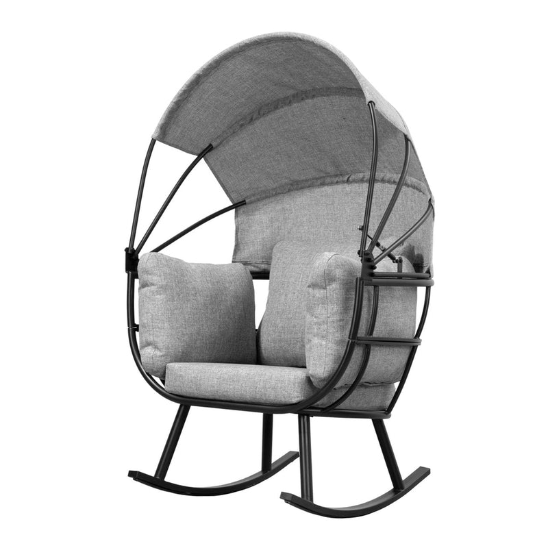 Deko Living Outdoor Rocking Patio Egg Chair with Gray Upholstery (COP20210BLK)