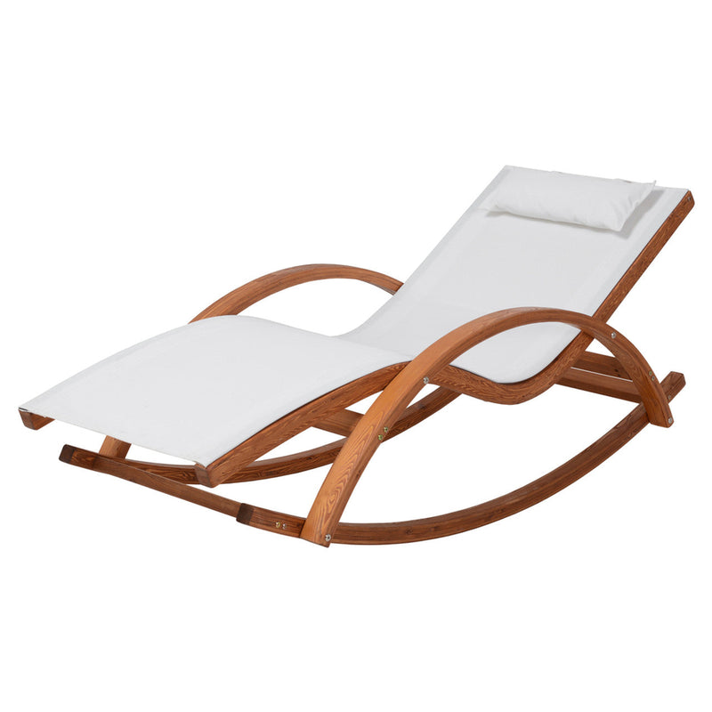 Deko Living Outdoor Cedar Wood Patio Lounge Chair with White Textilene Fabric (COP20206WHT)