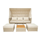 Deko Living Outdoor Wicker Patio Sofa with Canopy & Ottoman Set (COP30007)
