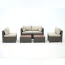 Deko Living 8 Piece Brown Outdoor Sectional Wicker Sofa Chairs and Tables  with Interchangable Beige and Red Cushion Covers (COP30011)