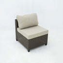 Deko Living 8 Piece Brown Outdoor Sectional Wicker Sofa Chairs and Tables  with Interchangable Beige and Red Cushion Covers (COP30011)