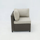 Deko Living 8 Piece Brown Outdoor Sectional Wicker Sofa Chairs and Tables  with Interchangable Beige and Red Cushion Covers (COP30011)