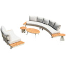 Deko Living 6 Piece Seating Outdoor Cream Aluminum and Teak Contour Sofa Set (COP30013)