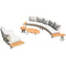 Deko Living 6 Piece Seating Outdoor Cream Aluminum and Teak Contour Sofa Set (COP30013)