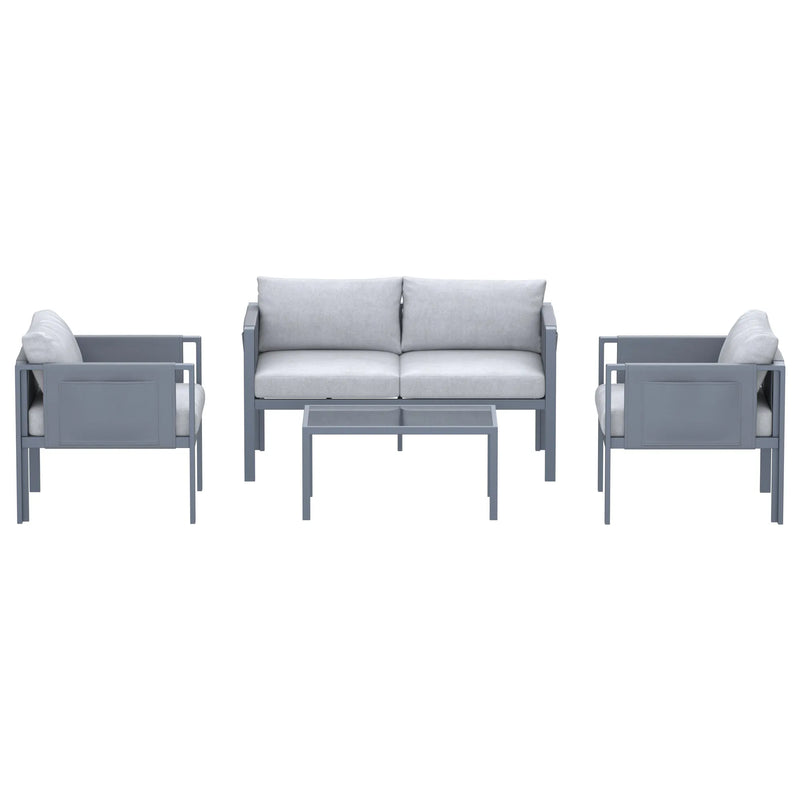 Deko Living 4 Piece Seating Outdoor Gray Sofa and Table Set (COP30014)