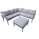 Deko Living 5 Piece Seating Outdoor Gray Sofa and Ottoman Set (COP30015)