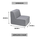 Deko Living Gray Outdoor Compression Foam Armless Sofa Chair (COP30017ACH)