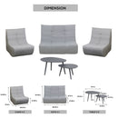 Deko Living 5 Piece Gray Outdoor Compression Foam Loveseat Sofa Chairs and Table Set (COP30019)