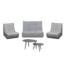 Deko Living 5 Piece Gray Outdoor Compression Foam Loveseat Sofa Chairs and Table Set (COP30019)
