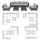 Deko Living 8 Piece Brown Outdoor Sectional Wicker Sofa Chairs and Tables  with Interchangable Beige and Red Cushion Covers (COP30011)