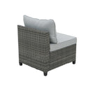 Deko Living 8 Piece Gray Outdoor Sectional Wicker Sofa Chairs and Tables  with Interchangable Blue and Gray Cushion Covers (COP30111)