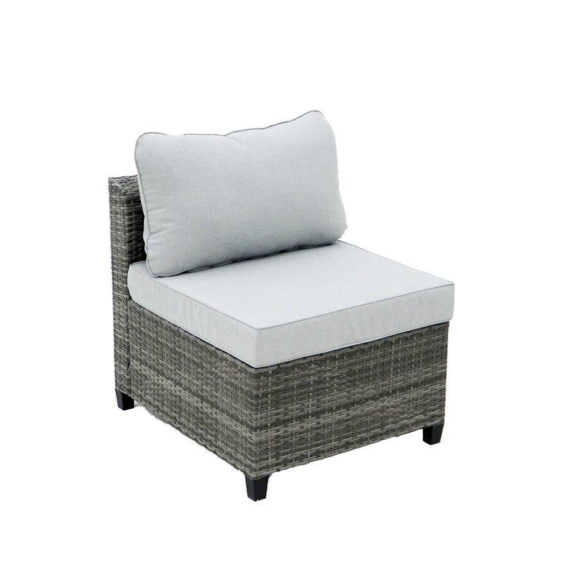 Deko Living 8 Piece Gray Outdoor Sectional Wicker Sofa Chairs and Tables  with Interchangable Blue and Gray Cushion Covers (COP30111)
