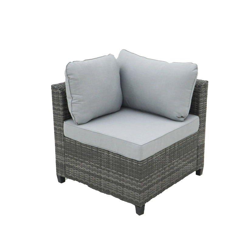 Deko Living 8 Piece Gray Outdoor Sectional Wicker Sofa Chairs and Tables  with Interchangable Blue and Gray Cushion Covers (COP30111)