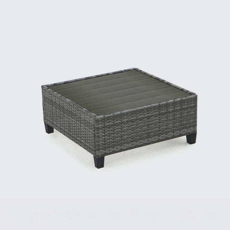 Deko Living 8 Piece Gray Outdoor Sectional Wicker Sofa Chairs and Tables  with Interchangable Blue and Gray Cushion Covers (COP30111)