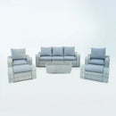 Deko Living 5 Piece Seating Gray Outdoor Wicker Sofa and Sofa Chair Set with Table (COP30112)