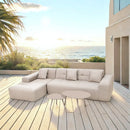 Deko Living 3 Piece Beige Outdoor Compression Foam Sofa and Table Set (COP30218)