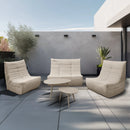 Deko Living 5 Piece Beige Outdoor Compression Foam Loveseat Sofa Chairs and Table Set (COP30219)