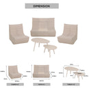 Deko Living 5 Piece Beige Outdoor Compression Foam Loveseat Sofa Chairs and Table Set (COP30219)