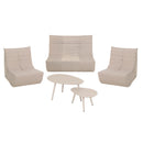Deko Living 5 Piece Beige Outdoor Compression Foam Loveseat Sofa Chairs and Table Set (COP30219)