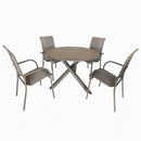 Deko Living 4 Piece Seating Champagne Outdoor Aluminum Round Patio Dining Table and Stackable Chairs Set (COP30804)