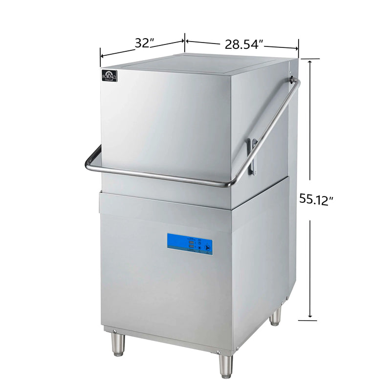 Forno Commerciale Hood Dishwasher in Stainless Steel, 26L Tank Capacity (FCMDW0031)