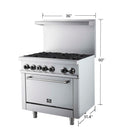 Forno Commerciale 36-Inch Gas Range with 6 Burners and 4.65 Cu. Ft. Oven in Stainless Steel (FCMGR0093-36)