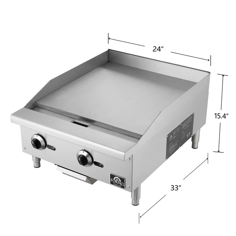 Forno Commerciale 24-Inch Gas Griddle in Stainless Steel (FCMGG0055-24)