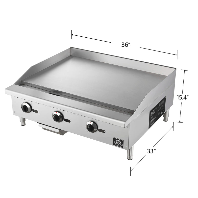 Forno Commerciale 36-Inch Gas Griddle in Stainless Steel (FCMGG0055-36)