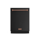 Gordon Ramsay by Thor Kitchen 3-Piece Appliance Package - 48-Inch Gas Range with Liquid Propane Kit with Double Oven, 36-Inch Refrigerator, and Dishwasher in Black with Rose Gold Trim