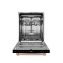 Gordon Ramsay by Thor Kitchen 3-Piece Appliance Package - 48-Inch Gas Range with Liquid Propane Kit with Double Oven, 36-Inch Refrigerator, and Dishwasher in Black with Rose Gold Trim