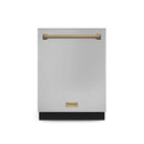 Gordon Ramsay by Thor Kitchen 3-Piece Appliance Package - 36-Inch Gas Range with Liquid Propane Kit, Tilt Panel, 36-Inch Refrigerator, and Dishwasher in Stainless Steel with Bronze Trim