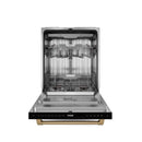 Gordon Ramsay by Thor Kitchen 3-Piece Appliance Package - 30-Inch Electric Range with Tilt Panel Touch Control, 36-Inch Refrigerator, and Dishwasher in Stainless Steel with Bronze Trim