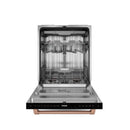 Gordon Ramsay by Thor Kitchen 3-Piece Appliance Package - 36-Inch Gas Range with Liquid Propane Kit, Tilt Panel, 36-Inch Refrigerator, and Dishwasher in Stainless Steel with Rose Gold Trim
