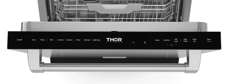 Gordon Ramsay by Thor Kitchen 3-Piece Appliance Package - 48-Inch Gas Range with Double Oven, 36-Inch Refrigerator, and Dishwasher in Stainless Steel