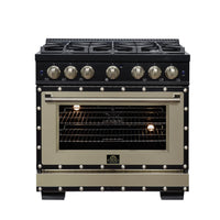 Forno Ambassador 36-Inch Dual Fuel Range in Black with 6 Sealed Burners, 71,000 BTU Cooktop Output, 5.2 Cu.Ft. Convection Oven, Telescopic Racks (FFSGS6199-36CPBLK)