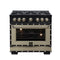 FORNO Valente 36-Inch Dual Fuel Range in Black with Antique Brass Handle and Decorative Copper Trim, 5.2 Cu. Ft. Convection Oven, 6 Sealed Burners, 71,000 BTU (FFSGS6199-36CPBLK)