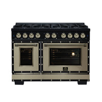 Forno Ambassador 48-Inch Dual Fuel Range in Black with 8 Sealed Burners, 94,000 BTU Cooktop Output, 6.7 Cu.Ft. Double Oven, Telescopic Racks (FFSGS6199-48CPBLK)