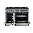FORNO Valente 48-Inch Dual Fuel Range in White with Antique Brass Handle and Decorative Copper Trim, 6.7 Cu. Ft. Double Oven, 8 Sealed Burners, 94,000 BTU (FFSGS6199-48CPWHT)