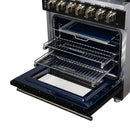 Forno Massimo 30-Inch Freestanding Dual Fuel Range with 4 Burners & 4.32 Cu. Ft. Convection Oven in Black with Antique Brass Handle (FFSGS6125-30BLK)