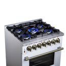 Forno Massimo 30-Inch Freestanding Dual Fuel Range with 4 Burners & 4.32 Cu. Ft. Convection Oven in White with Antique Brass Handle (FFSGS6125-30WHT)