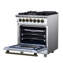 Forno Massimo 30-Inch Freestanding Dual Fuel Range with 4 Burners & 4.32 Cu. Ft. Convection Oven in White with Antique Brass Handle (FFSGS6125-30WHT)