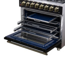 Forno Massimo 36-Inch Freestanding Dual Fuel Range with 6 Burners & 5.36 Cu. Ft. Convection Oven in Black with Antique Brass Handle (FFSGS6125-36BLK)