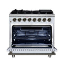 Forno Massimo 36-Inch Freestanding Dual Fuel Range with 6 Burners & 5.36 Cu. Ft. Convection Oven in White with Antique Brass Handle (FFSGS6125-36WHT)