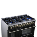 Forno Massimo 48-Inch Freestanding Dual Fuel Range with 8 Burners & 6.58 Cu. Ft. Convection Oven in Black with Antique Brass Accessories (FFSGS6125-48BLK)