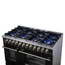 Forno Massimo 48-Inch Freestanding Dual Fuel Range with 8 Burners & 6.58 Cu. Ft. Convection Oven in Black with Antique Brass Accessories (FFSGS6125-48BLK)