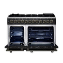 Forno Massimo 48-Inch Freestanding Dual Fuel Range with 8 Burners & 6.58 Cu. Ft. Convection Oven in Black with Antique Brass Accessories (FFSGS6125-48BLK)