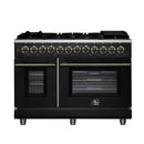 Forno Massimo 48-Inch Freestanding Dual Fuel Range with 8 Burners & 6.58 Cu. Ft. Convection Oven in Black with Antique Brass Accessories (FFSGS6125-48BLK)